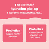 Ultima Replenisher stickpack vertiéndose en botella de agua para preparar bebida hidratante al instante