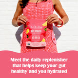 Ultima Replenisher primer plano de un stickpack abierto listo para verter, práctico para llevar