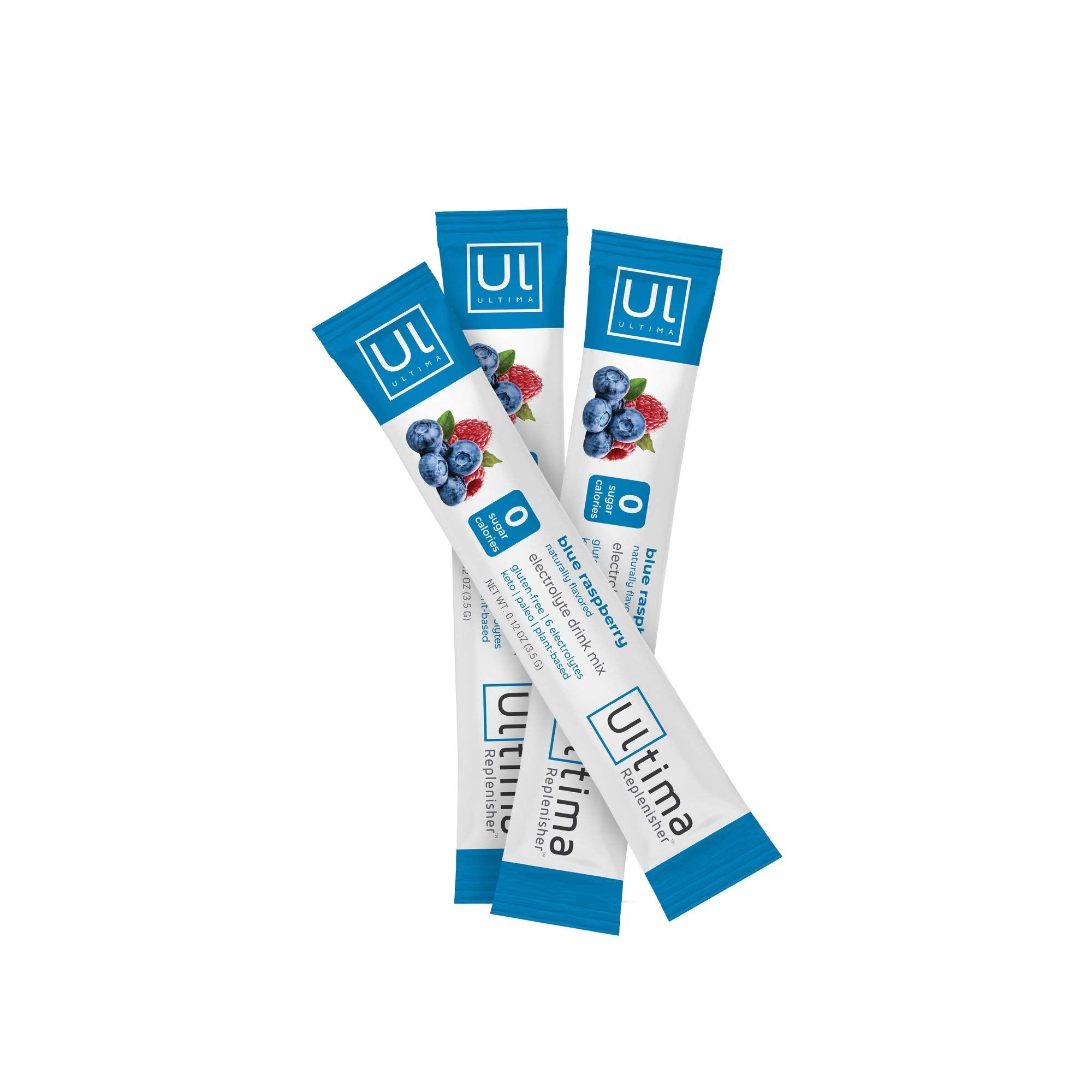 Ultima Replenisher stickpack abierto listo para disolver, beneficio portabilidad