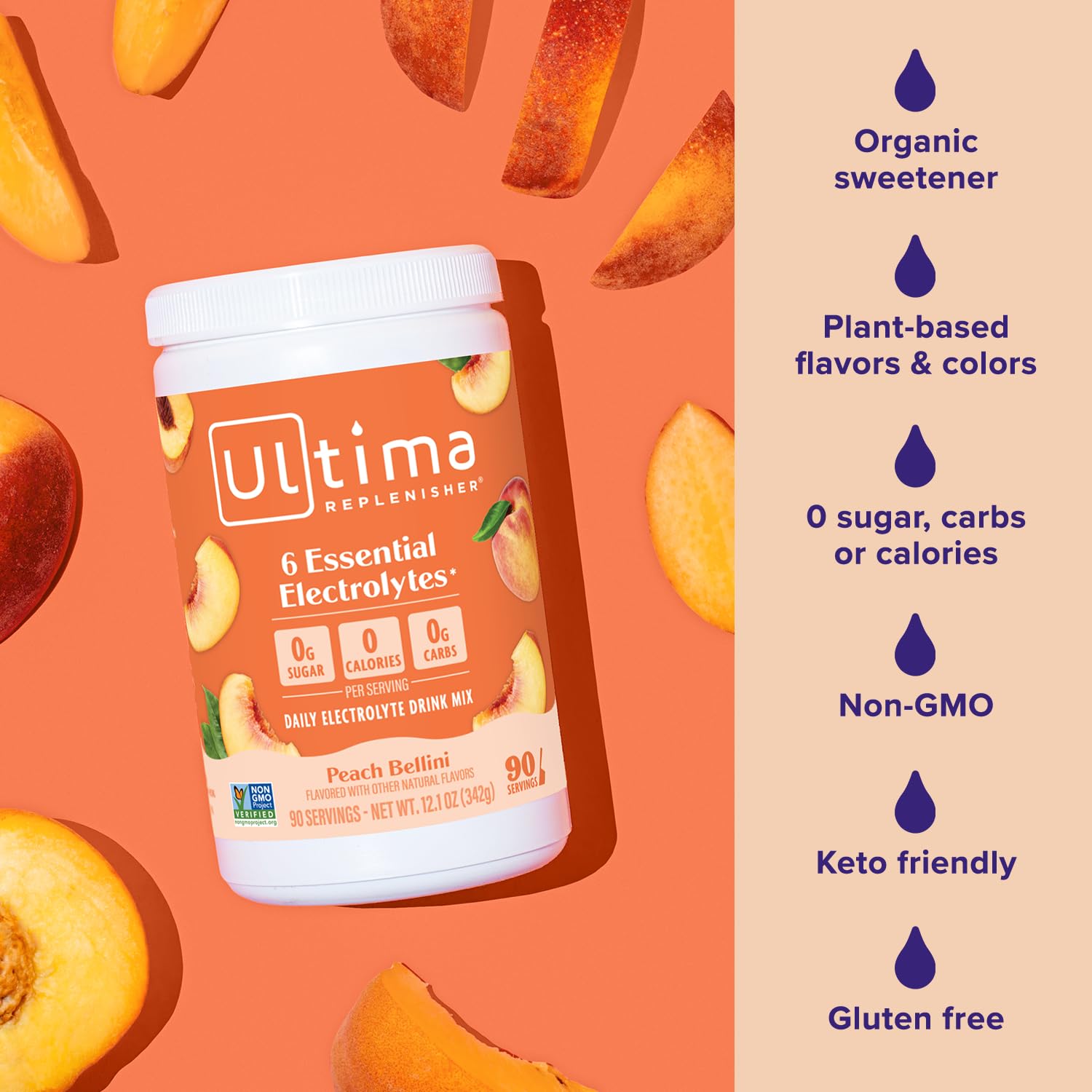 Ultima Replenisher bebida preparada en vaso, refrescante y sin azúcar