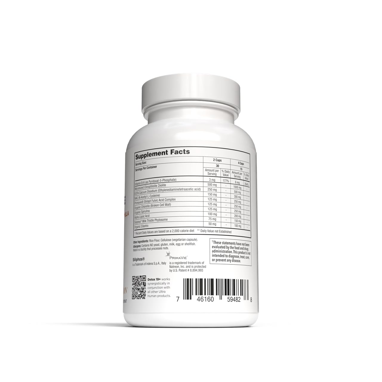Ultra Human etiqueta nutricional legible mostrando dosis e ingredientes