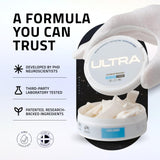 Ultra Pouches latas abiertas con varias pouches que muestran fácil acceso