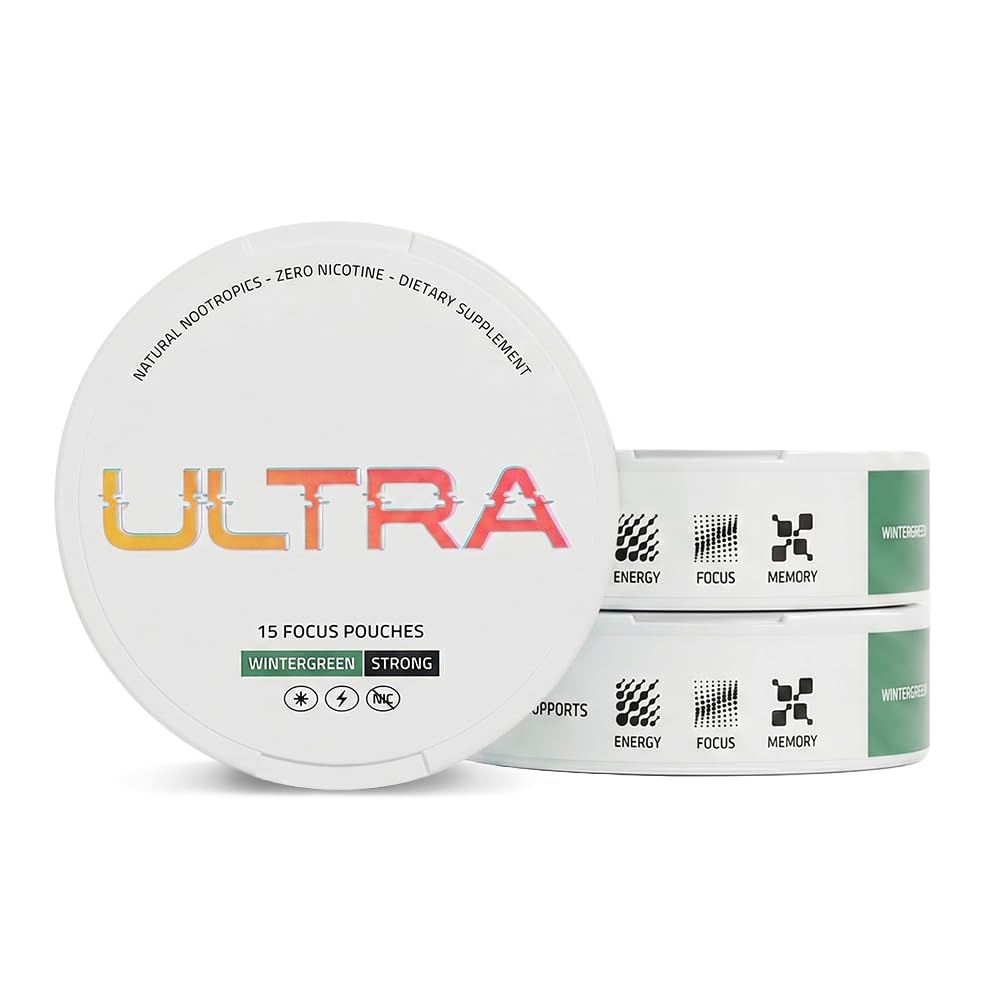 Ultra Pouches lata frontal mostrando diseño y conveniencia para llevar