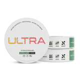 Ultra Pouches lata frontal mostrando diseño y conveniencia para llevar
