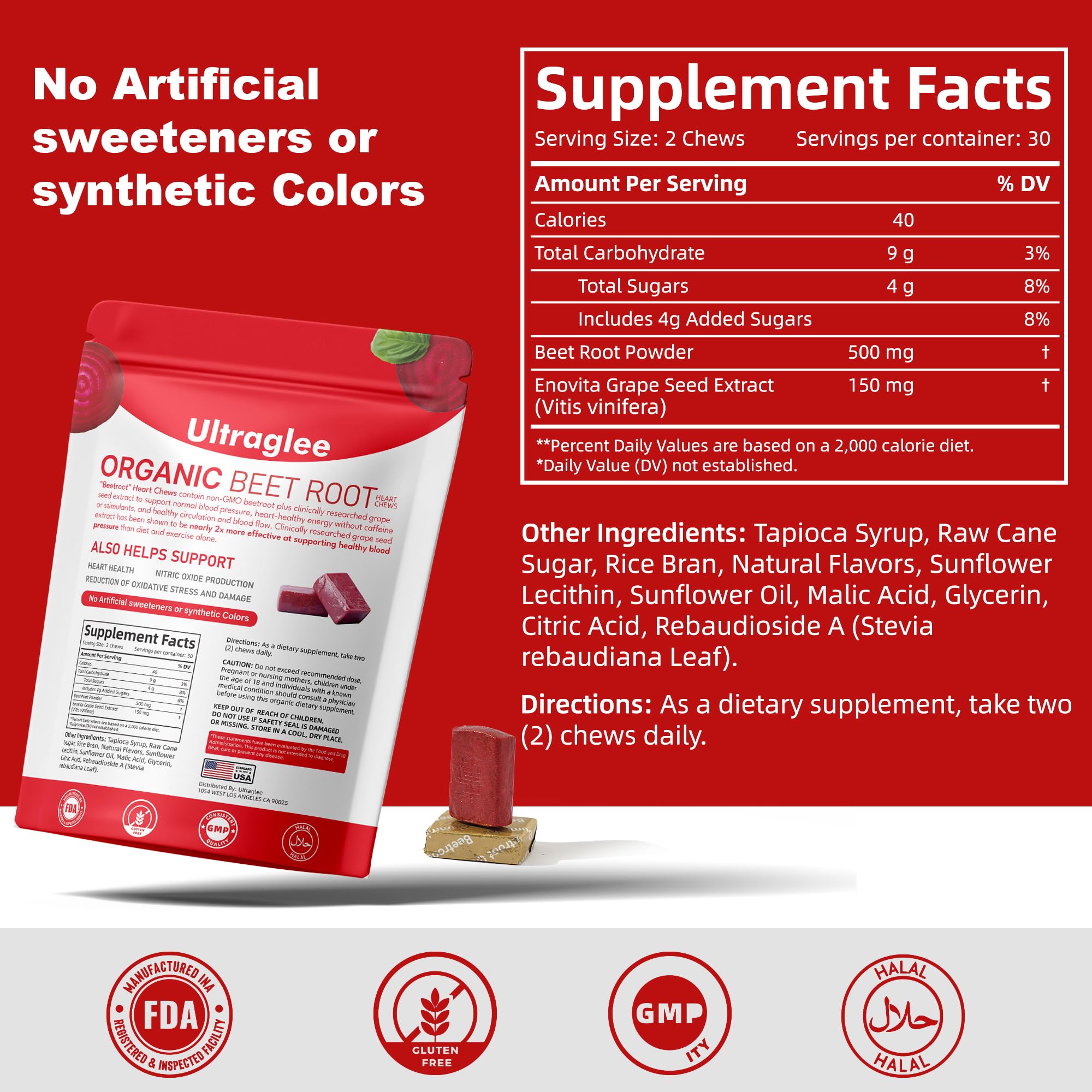 Ultraglee etiqueta nutricional legible con información de ingredientes clave