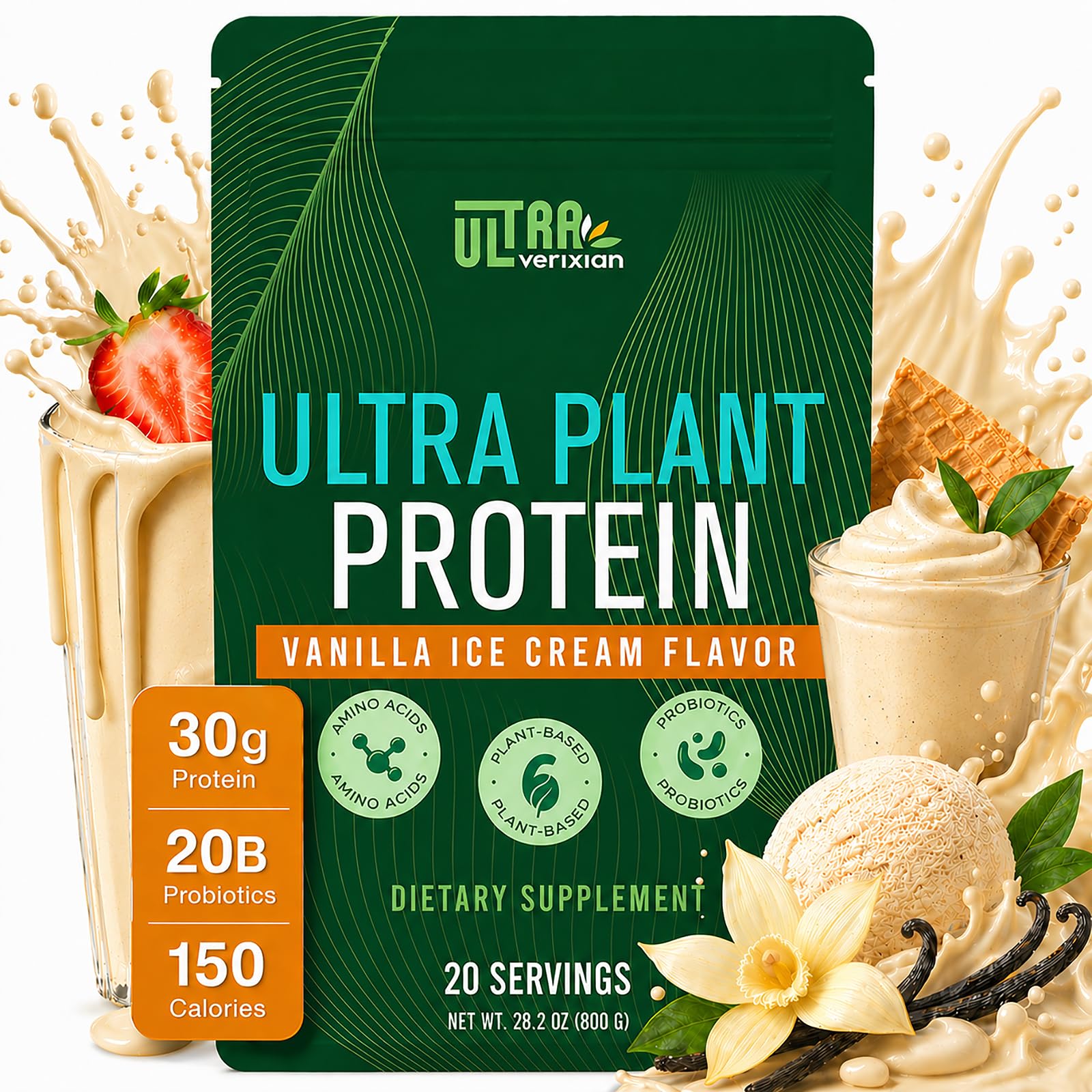 Ultraverixian envase frontal sabor vainilla muestra beneficios nutricionales