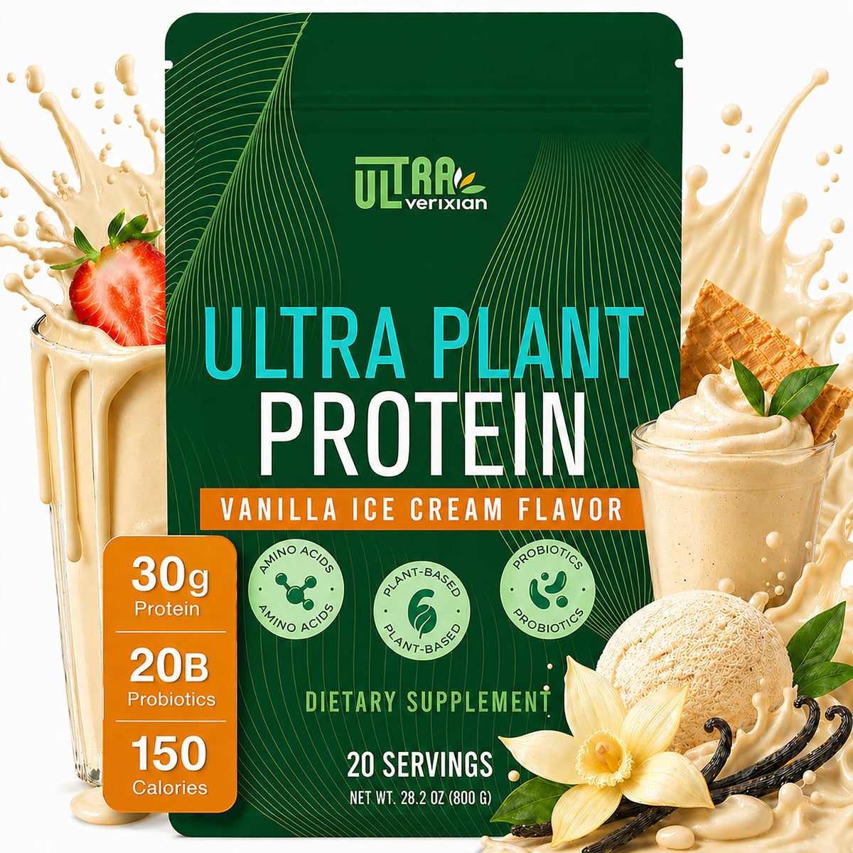 Ultraverixian envase frontal sabor vainilla muestra beneficios nutricionales