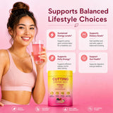 Umizze stick disuelto en vaso, bebida rosa lista para consumir y energía natural