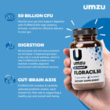 UMZU Floracil50 cápsula en mano para ilustrar dosis fácil y conveniente