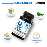 UMZU Floracil50 detalle de cápsula que destaca formulación sin rellenos