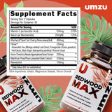 UMZU botella de Redwood Max en mano para comparar tamaño y suministro de un mes