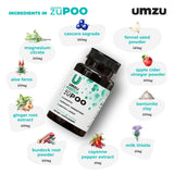 UMZU close-up de cápsulas zuPOO para apreciar textura y calidad vegetal