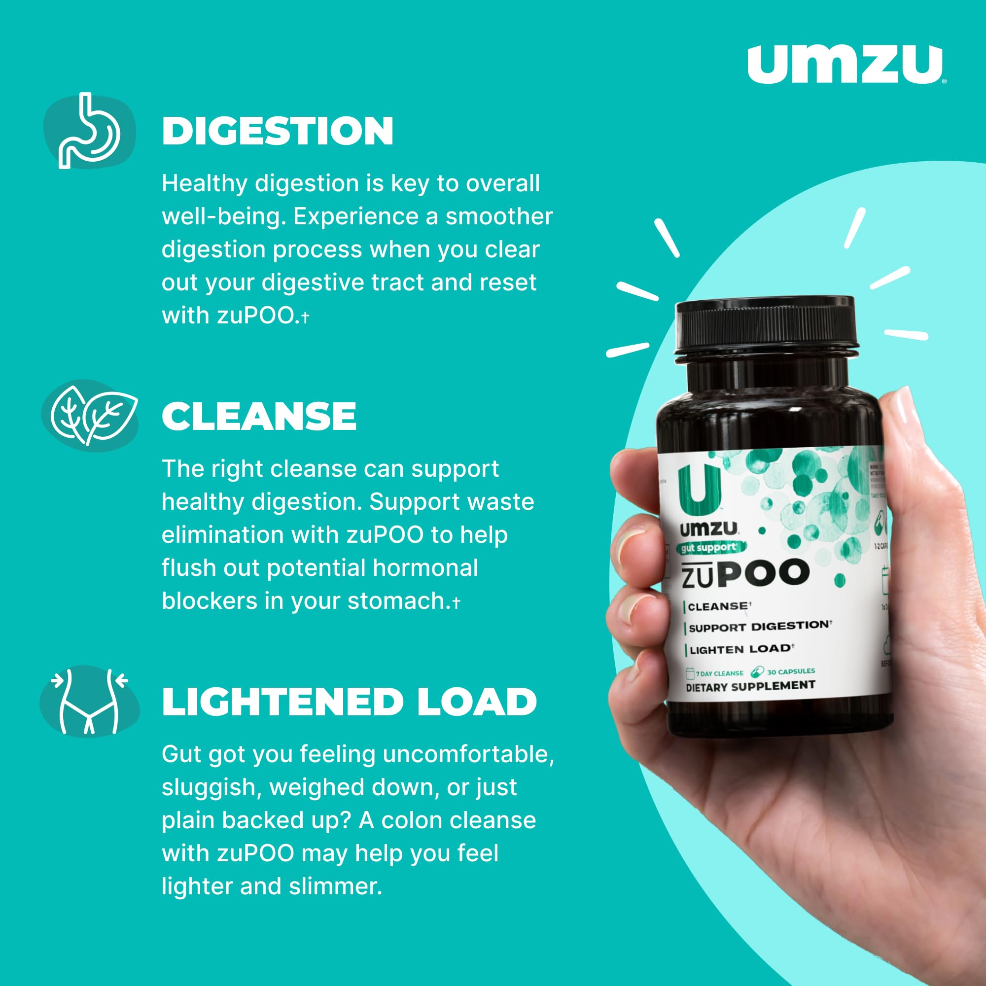UMZU etiqueta de zuPOO con lista de ingredientes, transparencia en fórmula