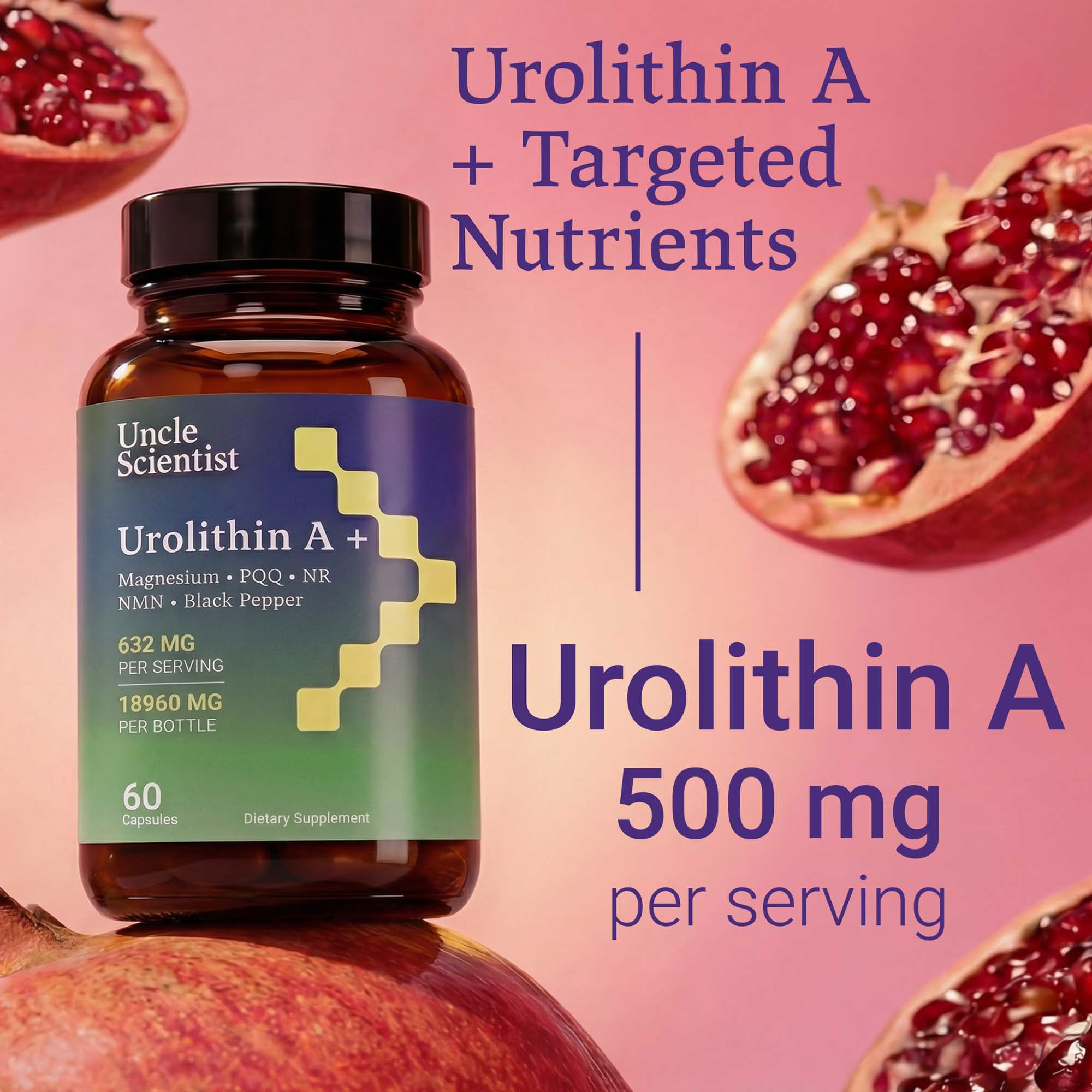 Uncle Scientist cápsulas veganas junto a hoja para enfatizar origen vegetal