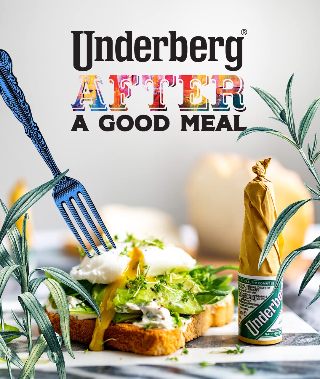 Underberg junto a platos después de comer, Underberg complemento gastronómico
