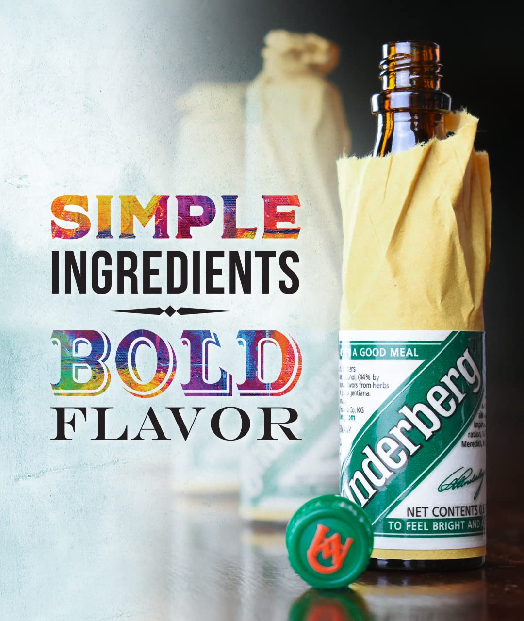 Underberg servido en vaso pequeño, Underberg ideal para cerrar comidas