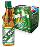 Underberg pack frontal mostrando 12 botellas, marca Underberg y conveniencia