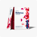Unicity Balance vista frontal del empaque mostrando 30 sobres, práctico y portátil