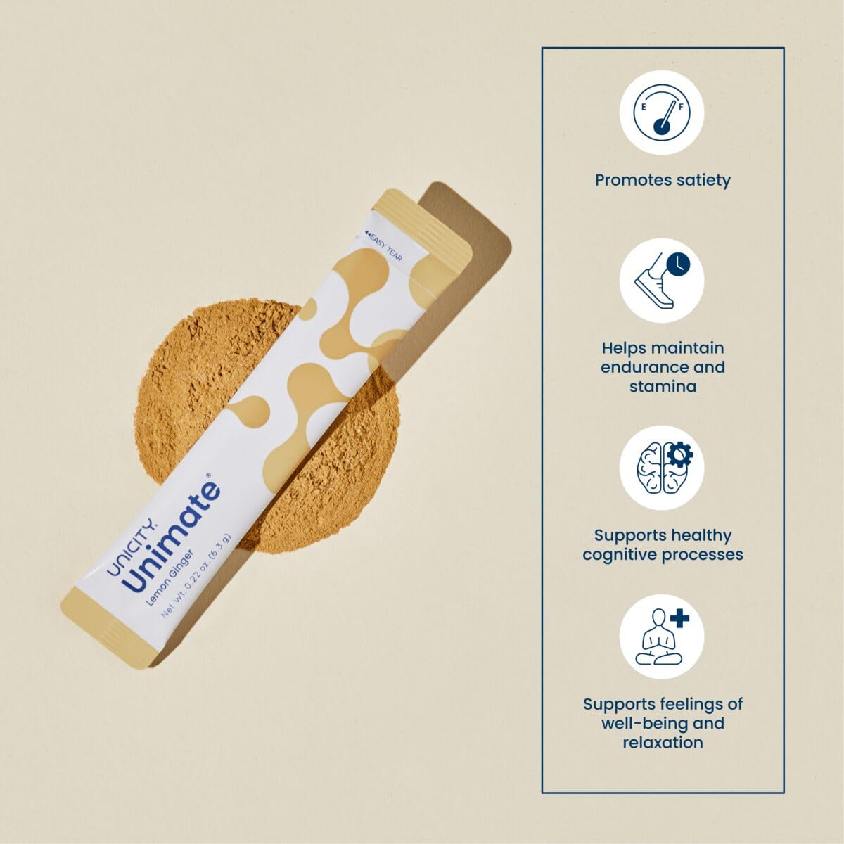 UNICITY UNIMATE polvo de lemon ginger, disolución rápida y energía