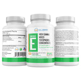 UNIQUE E primer plano de una cápsula blanda tocopherol, beneficio alta concentración