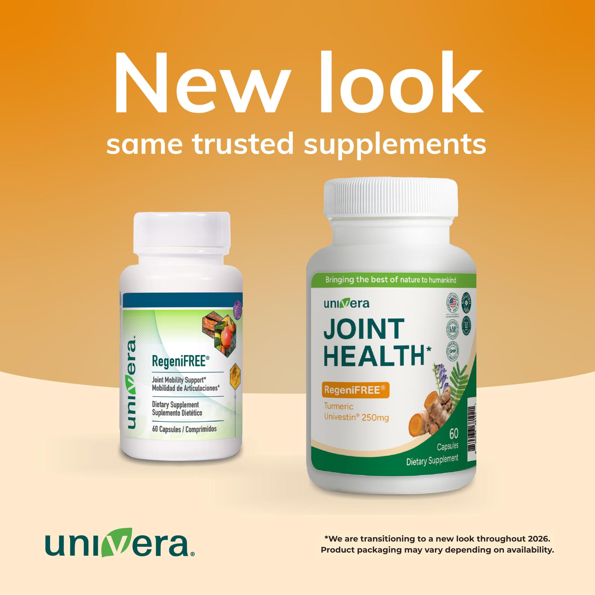 Univera RegeniFREE cápsula en primer plano, detalle de la textura y forma vegetariana
