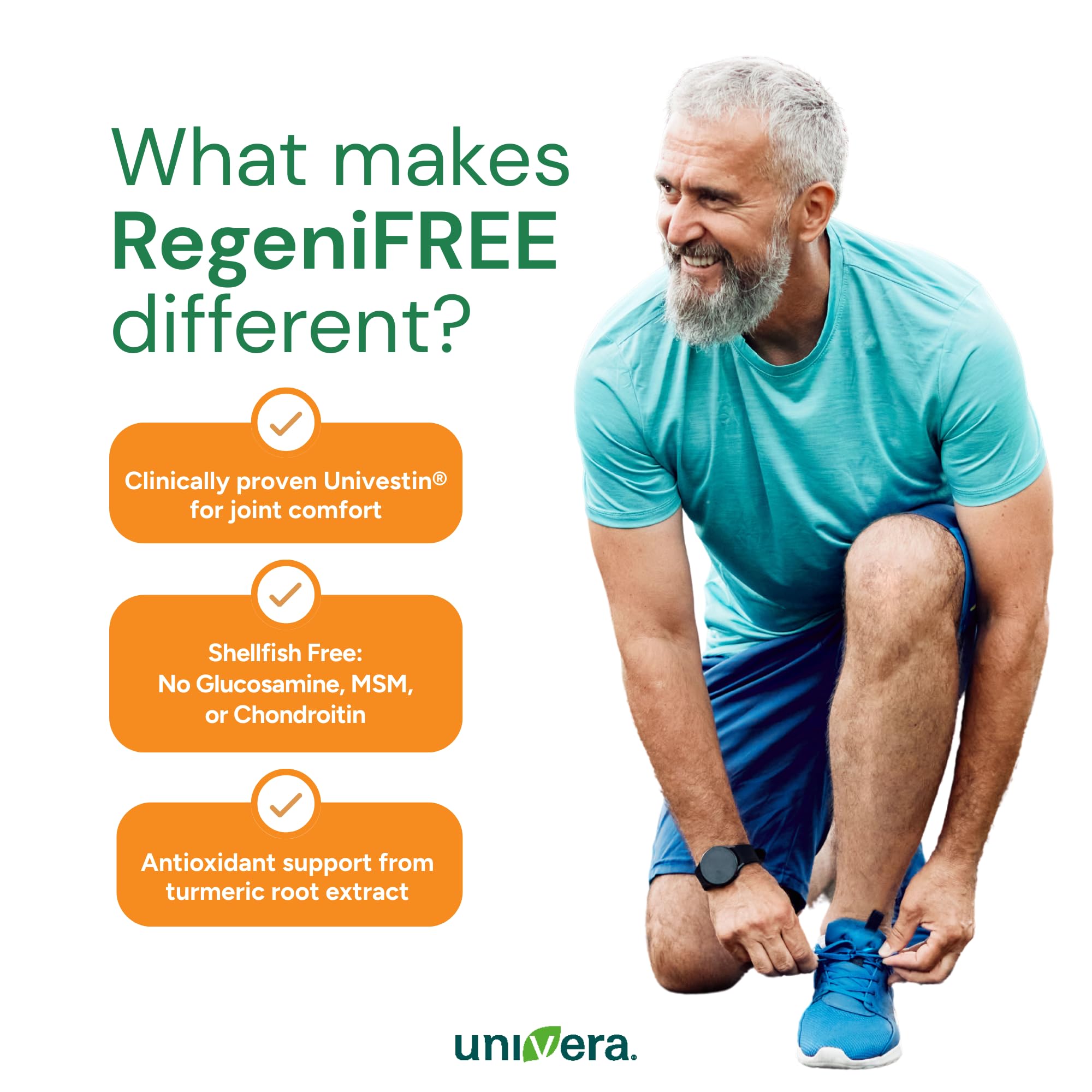 Univera RegeniFREE con cúrcuma y hojas de aloe vera destacando ingredientes naturales
