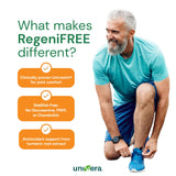Univera RegeniFREE con cúrcuma y hojas de aloe vera destacando ingredientes naturales