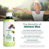 Univera Xtra Concentrate detalle de etiqueta con lista de ingredientes clave y beneficios
