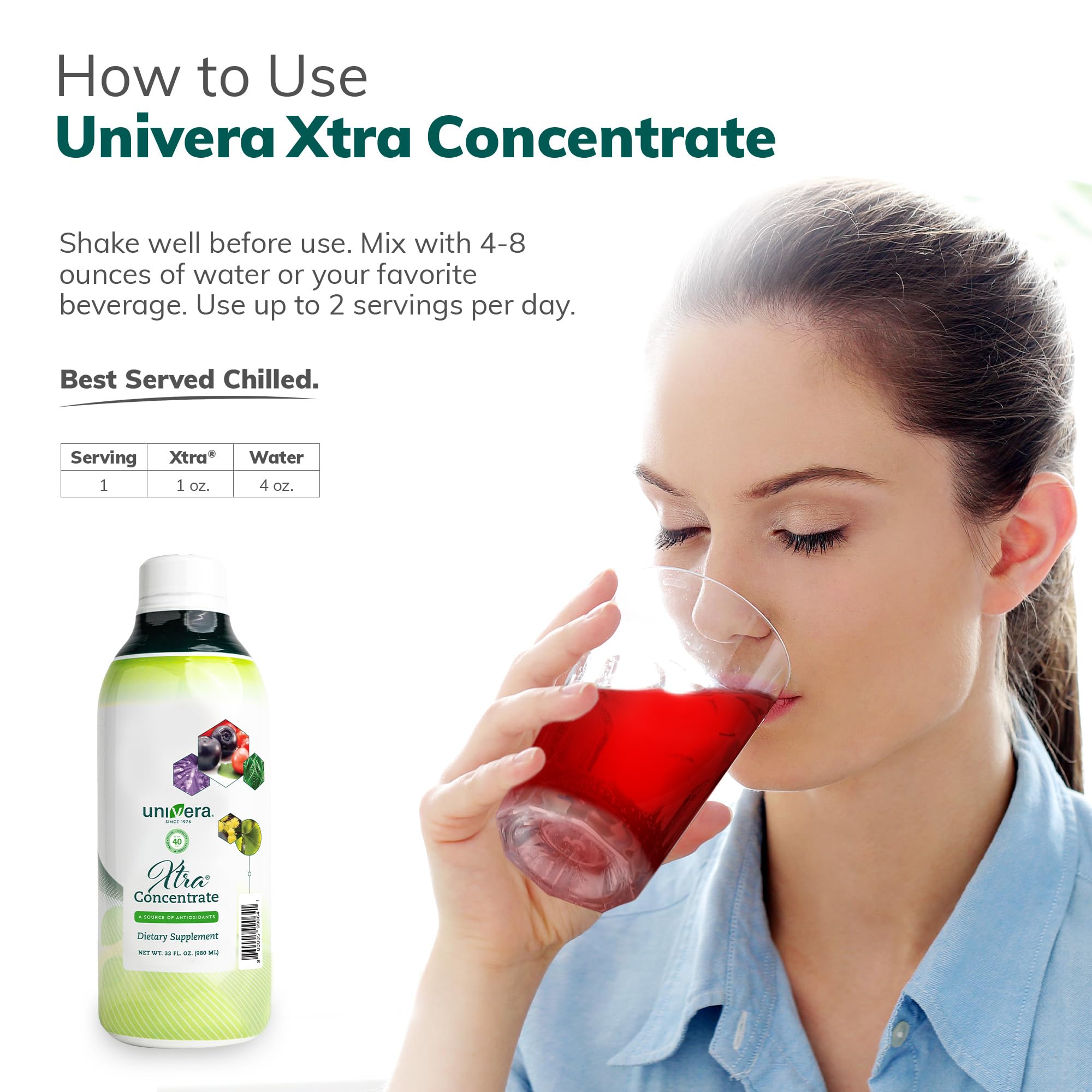 Univera Xtra Concentrate en escena de estilo de vida activo destacando energía diaria