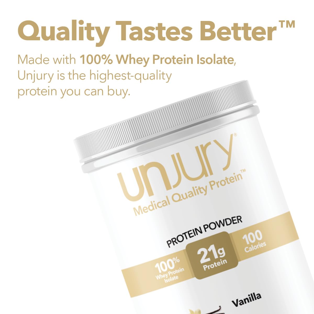 Unjury batido de vainilla en vaso listo para beber, fuente de proteína
