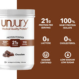 Cuchara con una porción de Unjury chocolate, precisión en la dosis proteica