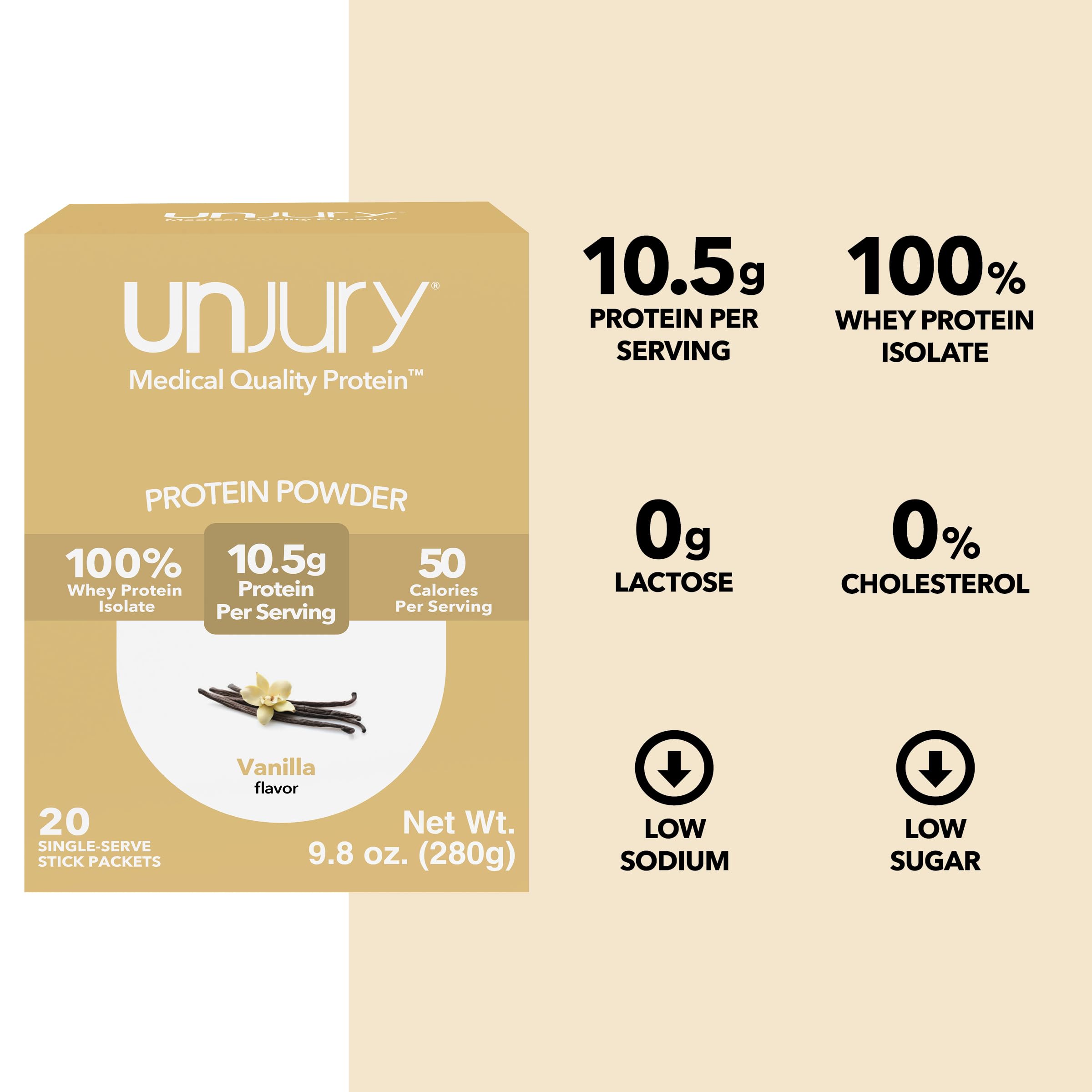 Unjury stick pack en mano para escala, porciones individuales listas