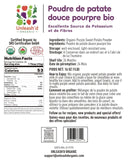 UNLEASH'D ORGANIC textura fina del polvo de papa morada, fácil disolución y mezcla