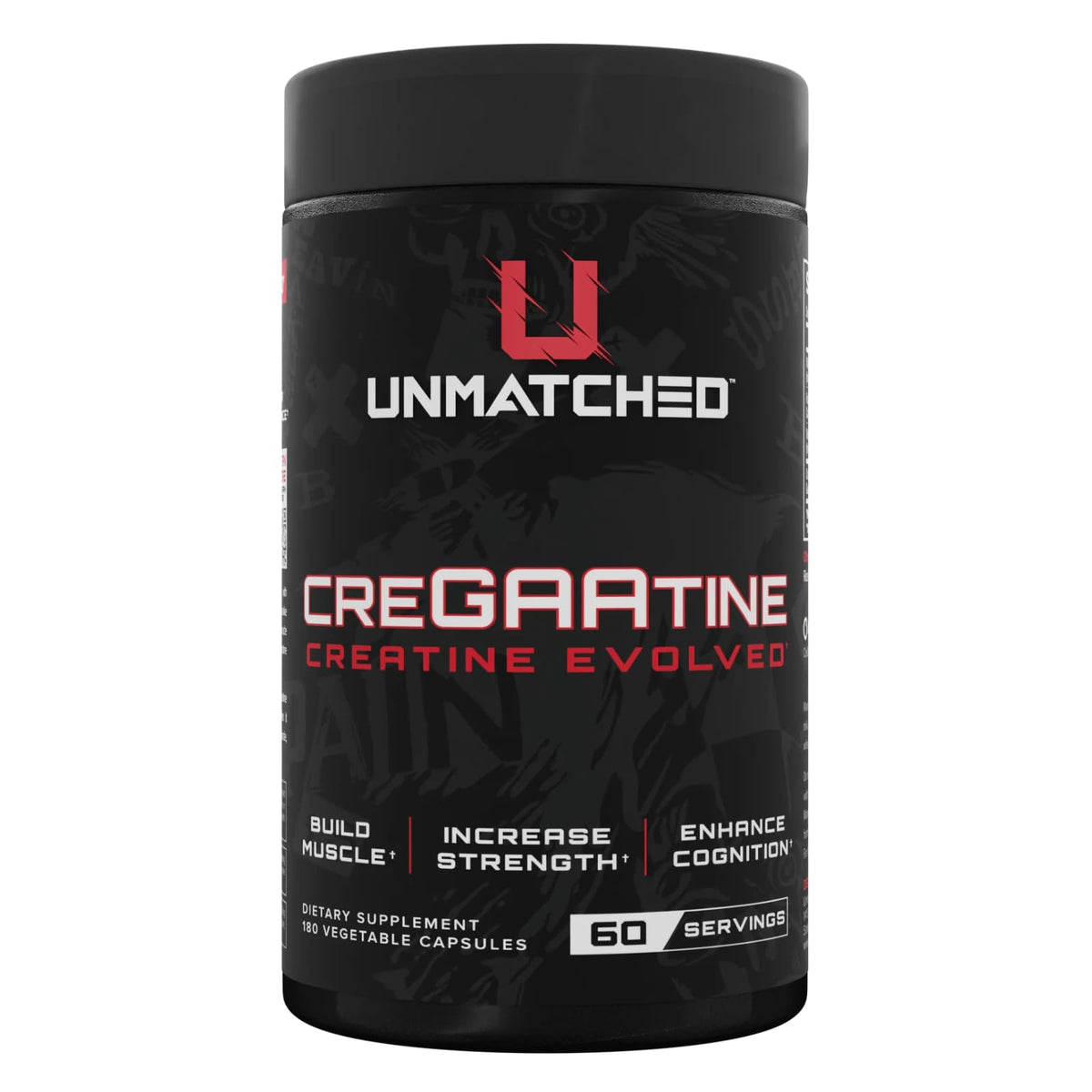Unmatched CreGAAtine frontal del envase mostrando confianza y calidad