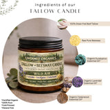 Untamed Organics textura de mezcla de tallow y cera para combustión pareja