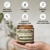 Untamed Organics vela encendida creando luz cálida y atmósfera limpia