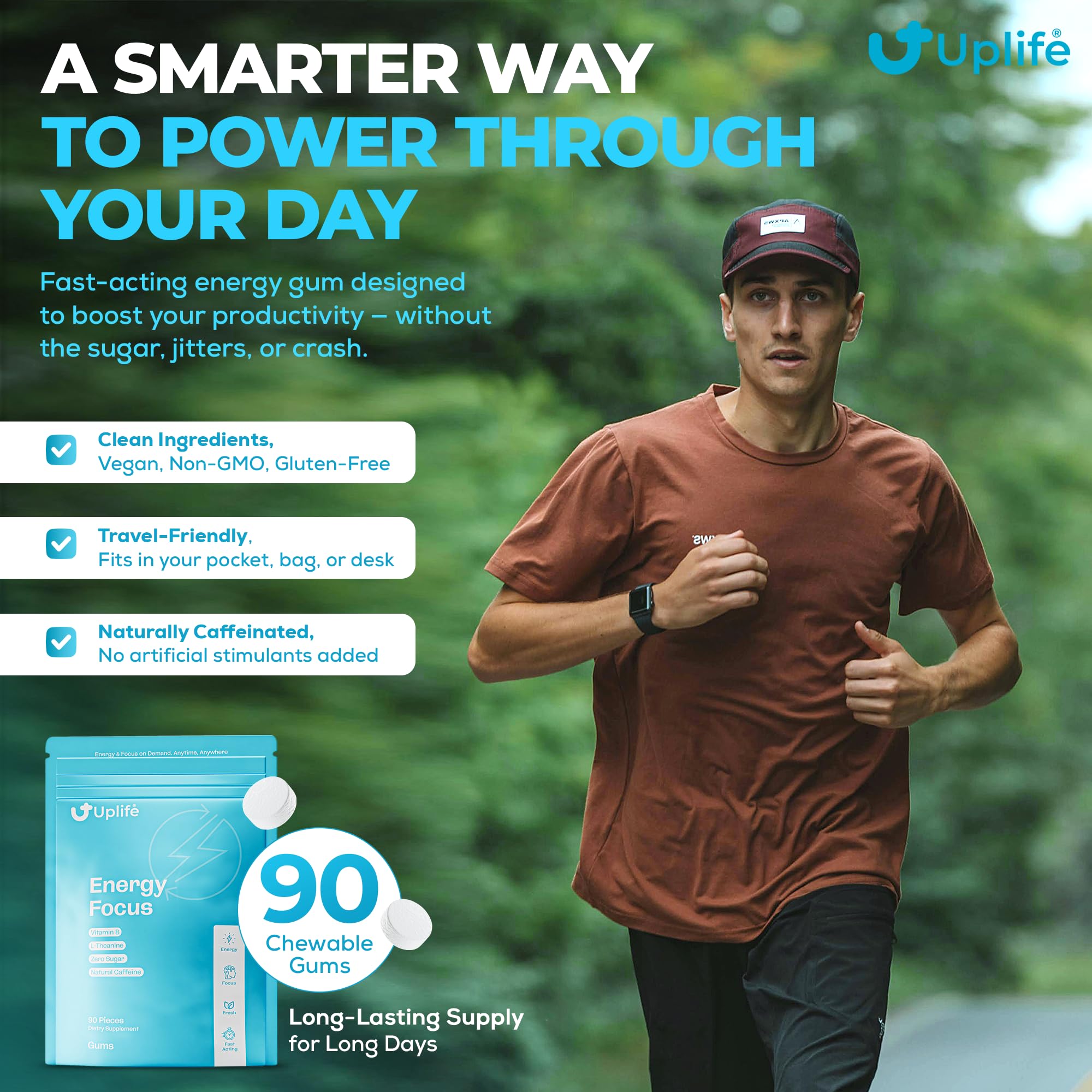 UPLIFE chicle en mano para comparar tamaño y portabilidad