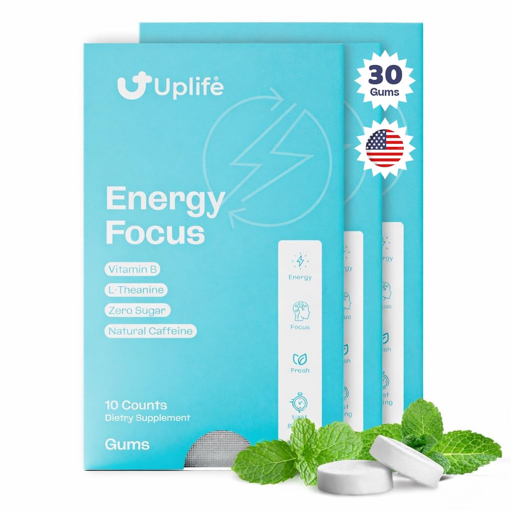 UPLIFE empaque frontal mostrando 30 piezas y beneficios para energía inmediata