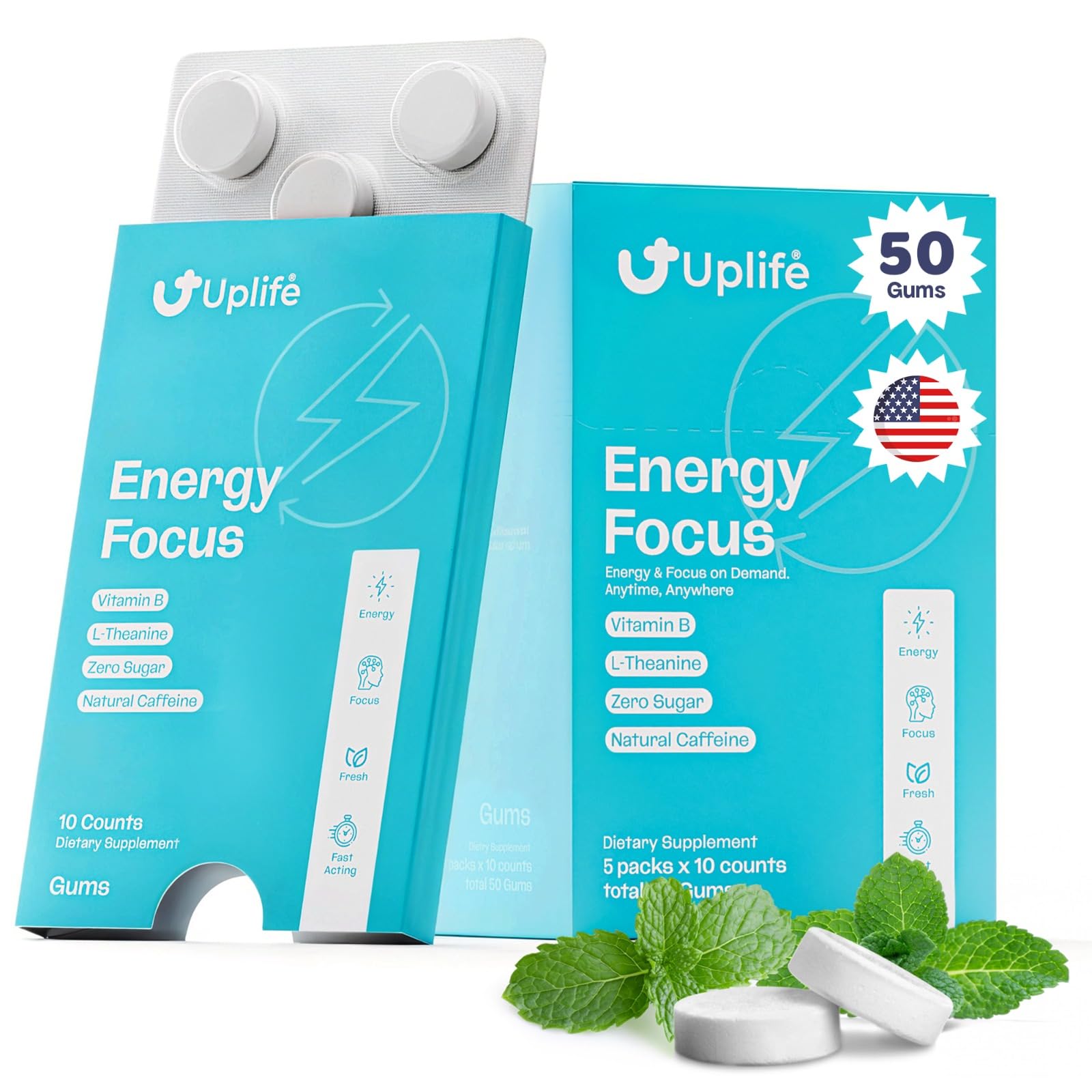 UPLIFE frontal del envase mostrando beneficios para energía rápida