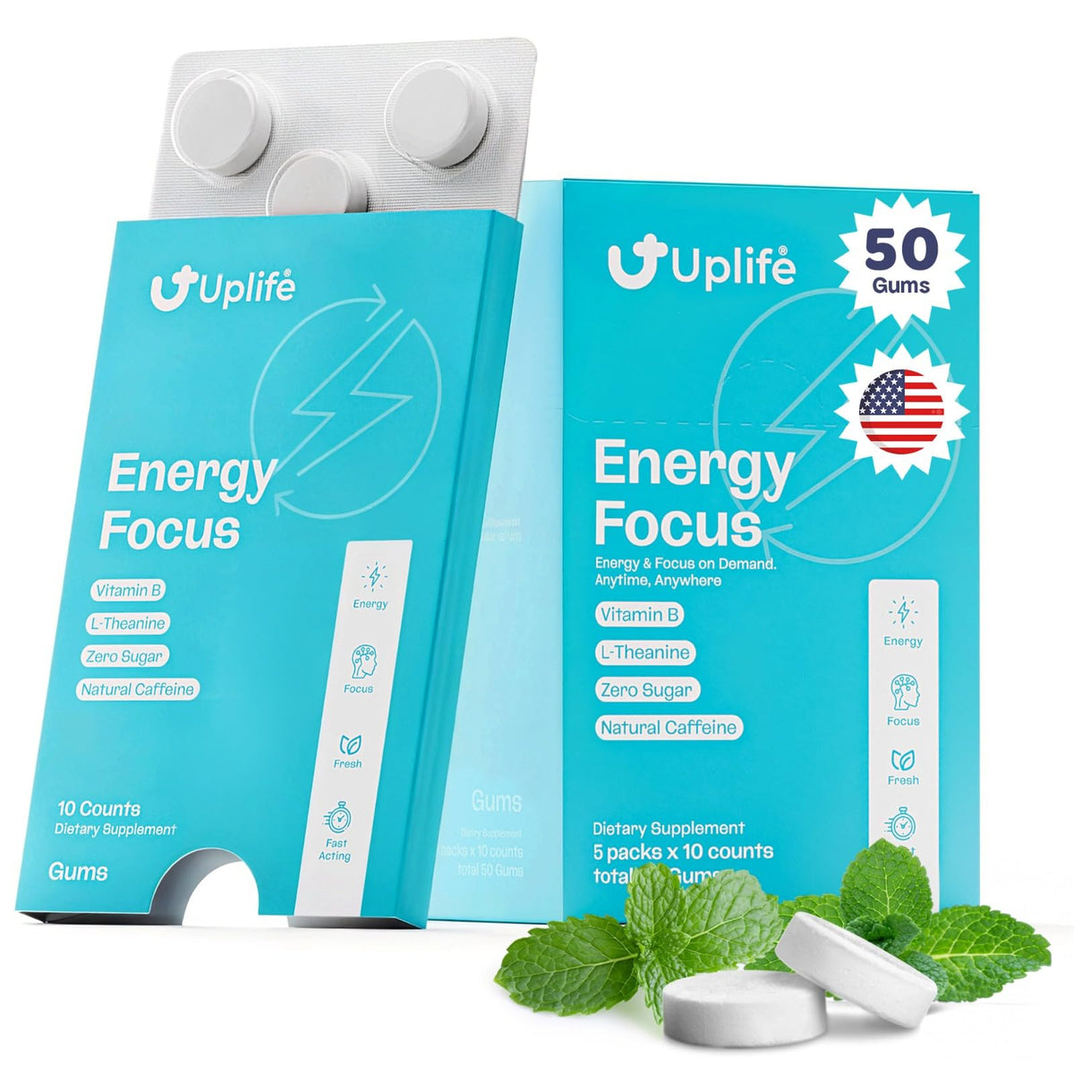 UPLIFE frontal del envase mostrando beneficios para energía rápida
