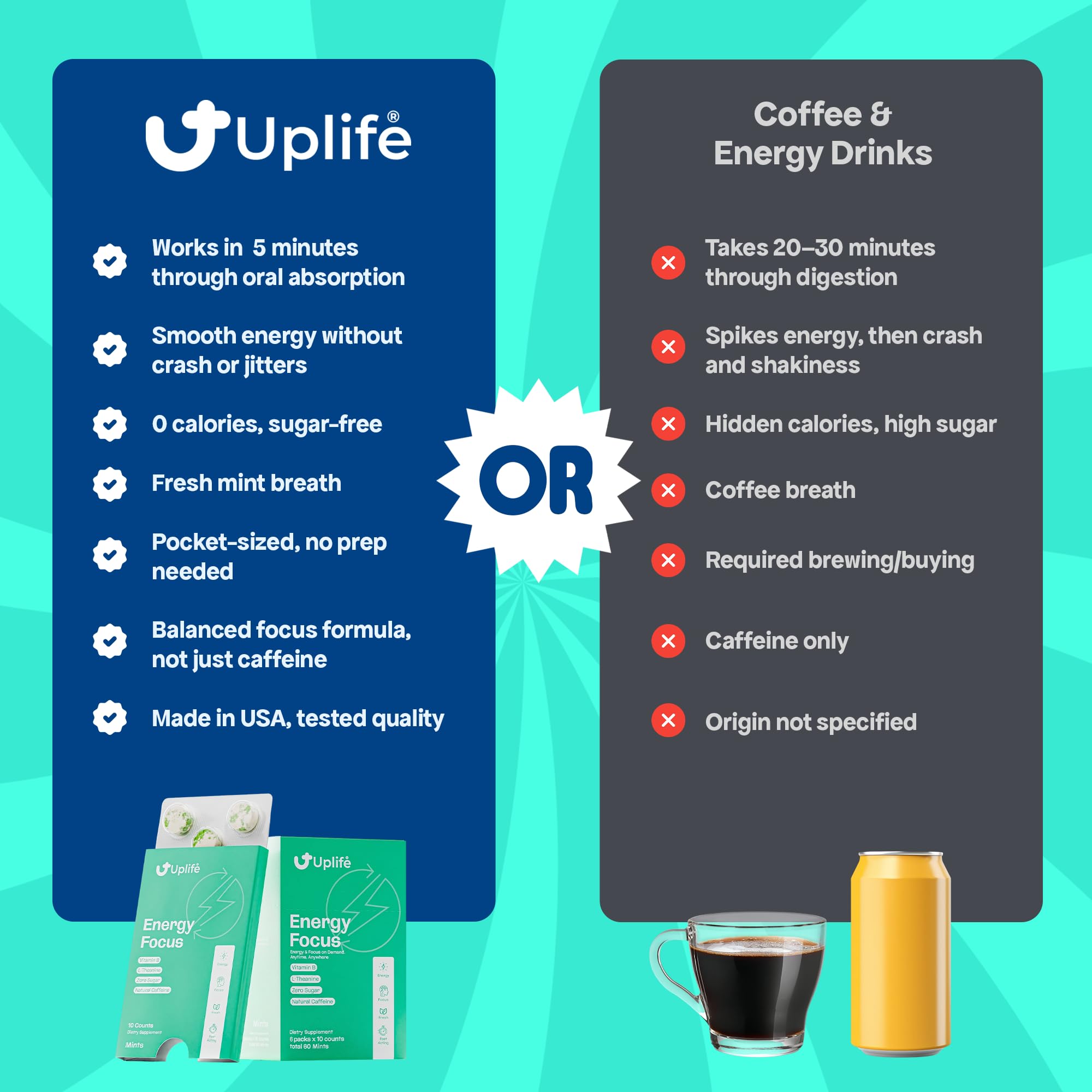 Persona en oficina usando Uplife mint, mejora enfoque laboral