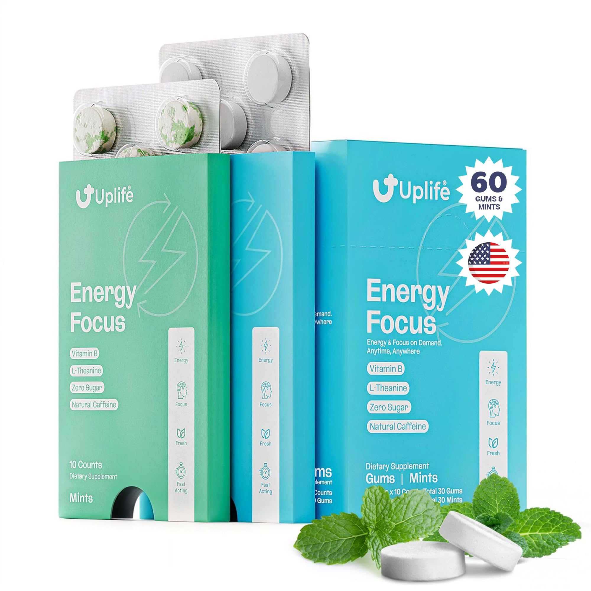 UPLIFE frontal del empaque mostrando pack de 60 piezas y conveniencia