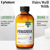UpNature aceite de fenogreco etiqueta de ingredientes mostrando pureza 100% fenogreco