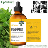 UpNature aceite de fenogreco aplicado en masaje capilar para brillo y suavidad