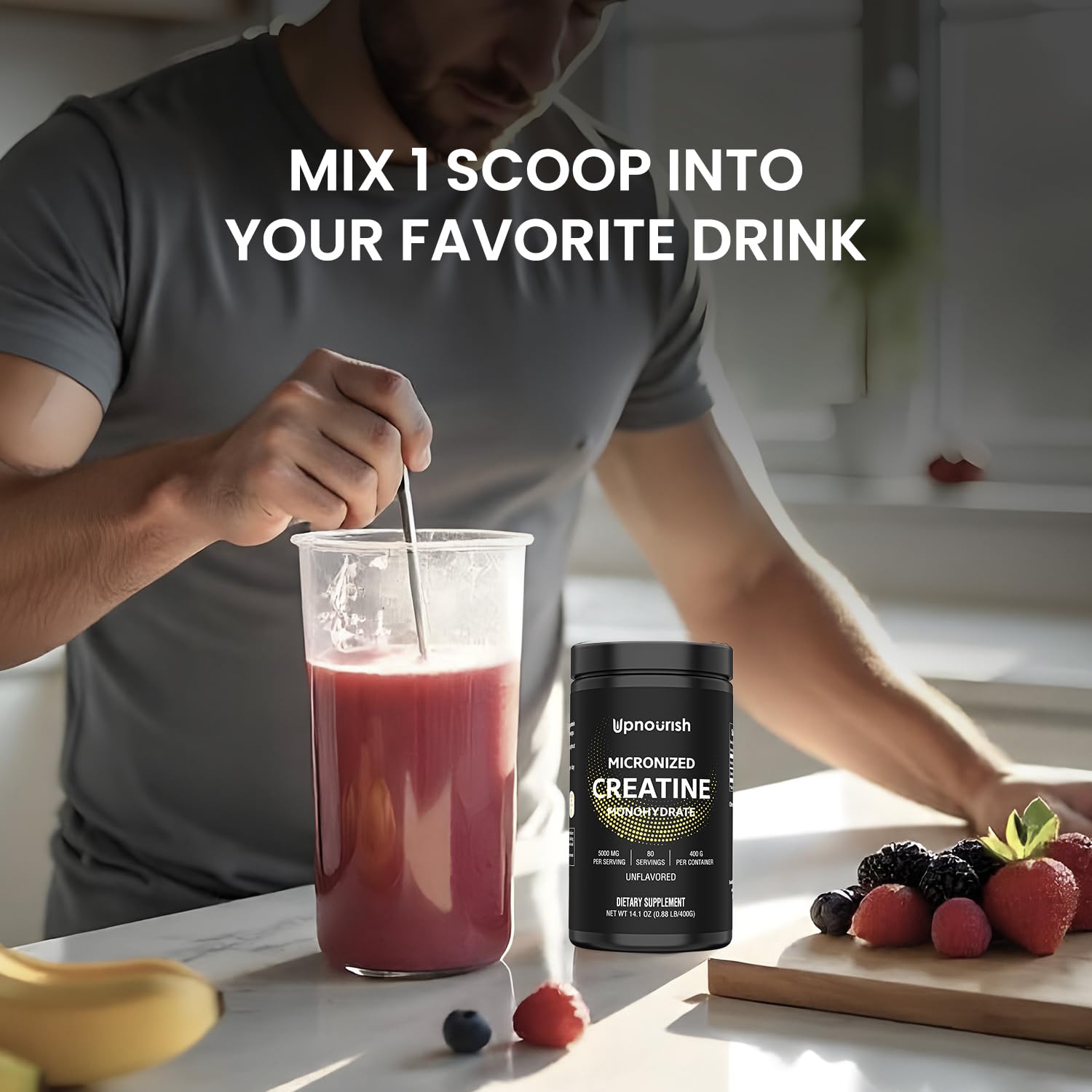 UpNourish, batido preparado para pre entreno sin alterar sabor