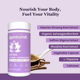 UpNourish cápsulas en mano indicando tamaño y facilidad de toma