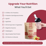 UpNourish scoop en mano para comparar tamaño de ración y control práctico