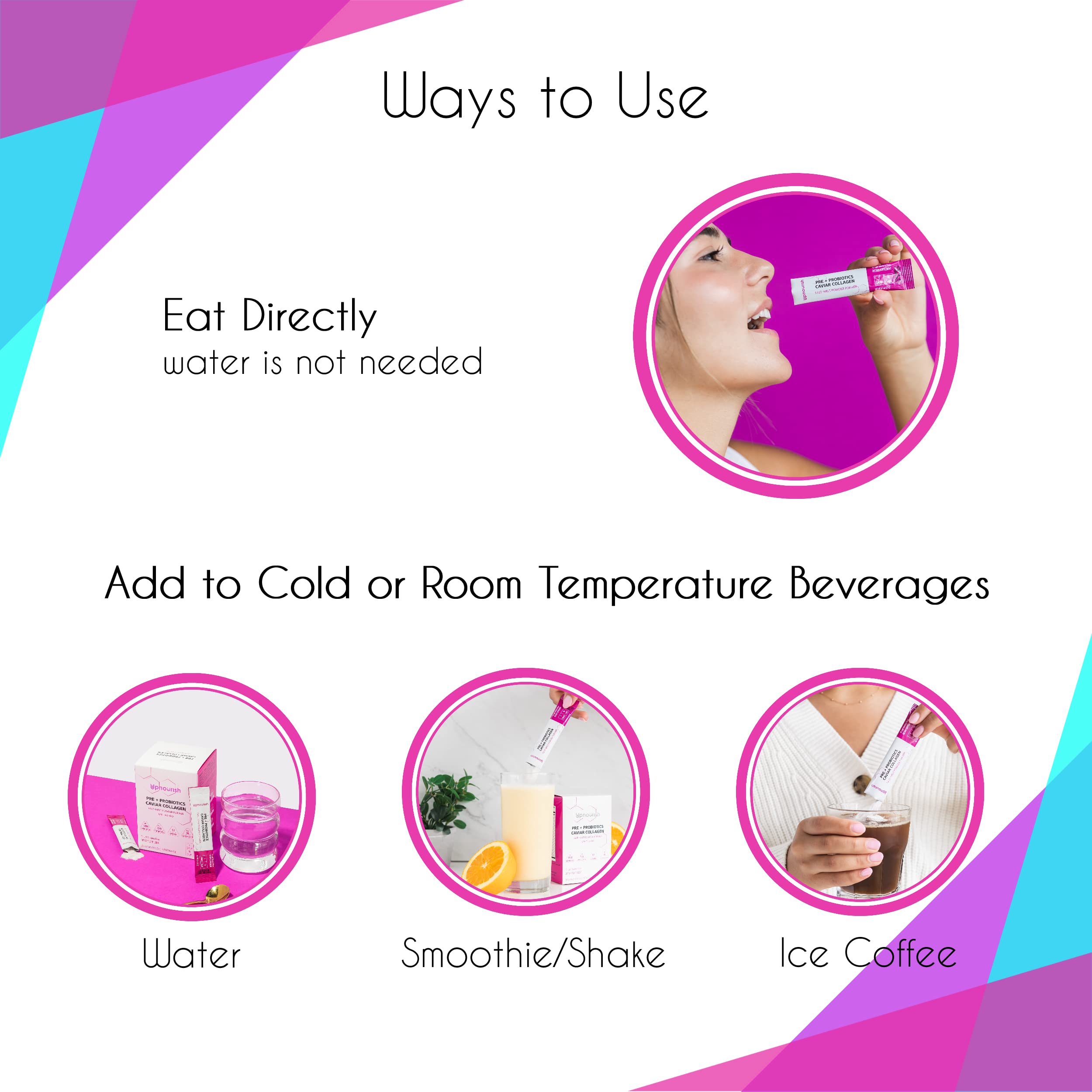 UpNourish en vaso frío mezclado para añadir a batidos o jugos