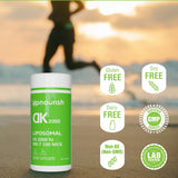 UpNourish etiqueta con información de D3 2000 IU y K2 MK-7 100 mcg