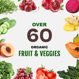 Primer plano de la etiqueta UpNourish con información nutricional y certificación